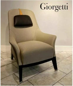 Giorgetti Relaxsessel|Sessel Bergére Stoff Pelle G Beige Gestell Buchenholz