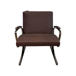 Walter Knoll Loungesessel|Sessel Berlin Chair Leder Vintage 65 1412 Chestnut Braun Gestell Schwarz Chrom Mit Kunststoffgleitern