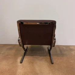 Walter Knoll Loungesessel|Sessel Berlin Chair Leder Vintage 65 1412 Chestnut Braun Gestell Schwarz Chrom Mit Kunststoffgleitern