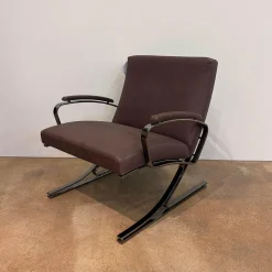 Walter Knoll Loungesessel|Sessel Berlin Chair Leder Vintage 65 1412 Chestnut Braun Gestell Schwarz Chrom Mit Kunststoffgleitern