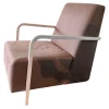 Durlet Loungesessel|Sessel Bertus Leder Tundra 600 Choco Braun Metallgestell Weiß Lackiert
