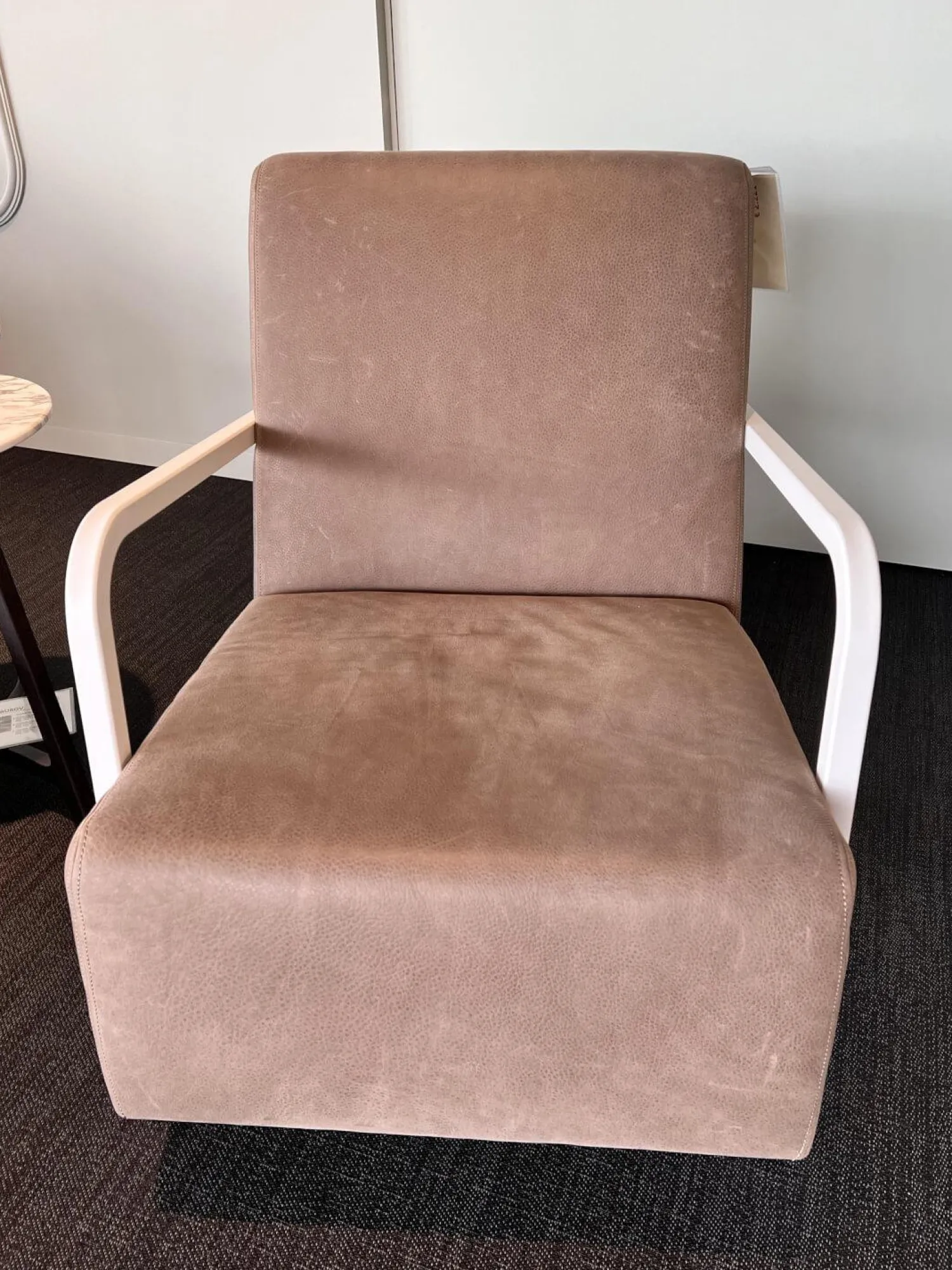 Durlet Loungesessel|Sessel Bertus Leder Tundra 600 Choco Braun Metallgestell Weiß Lackiert