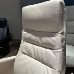 Gealux Relaxsessel|Sessel Best Choice Drenthe Small Bezug Leder Polo 1027 Weiß Creme Gestell X 60 Chrom Gebürstet Elektrisch Verstellbar 2 Motoren