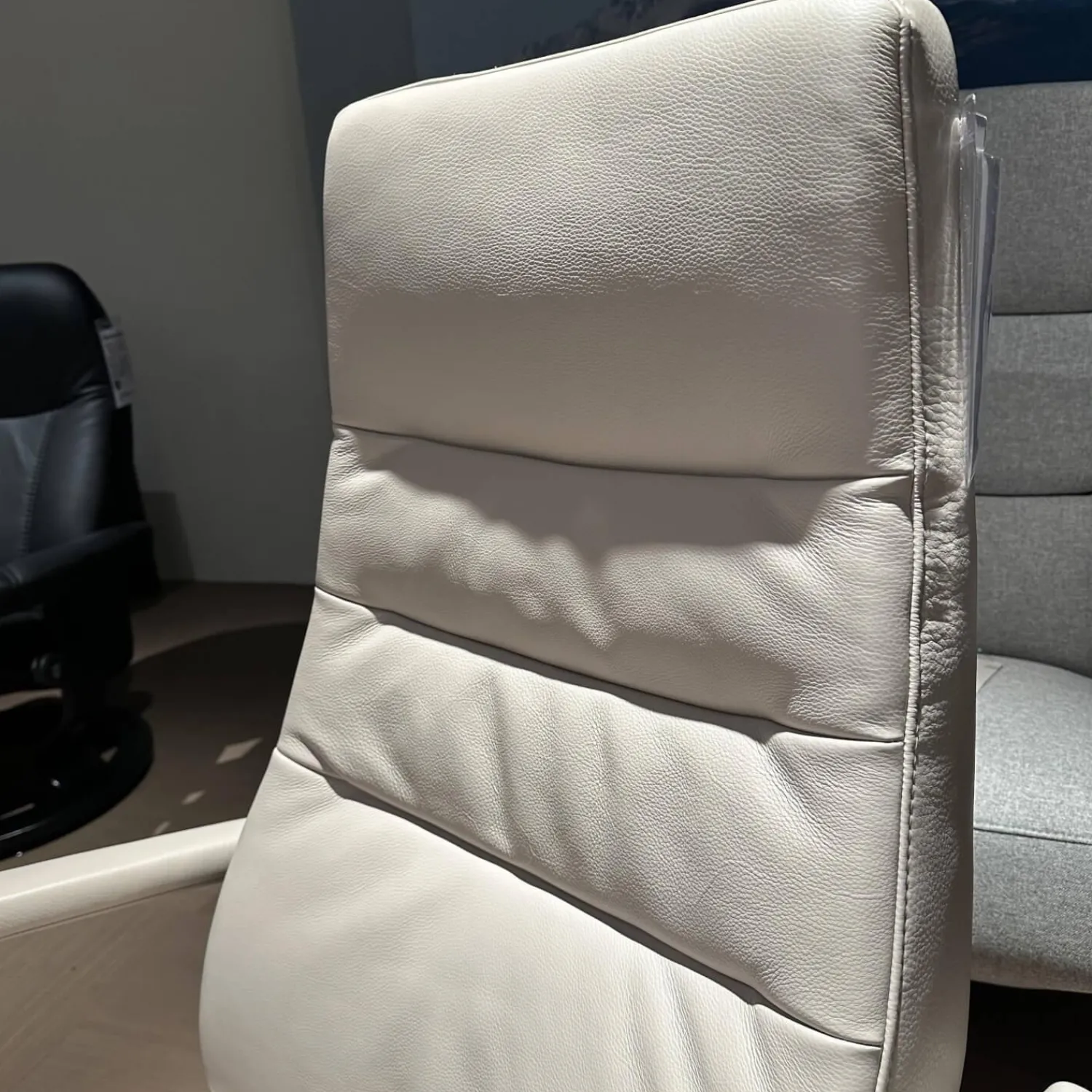 Gealux Relaxsessel|Sessel Best Choice Drenthe Small Bezug Leder Polo 1027 Weiß Creme Gestell X 60 Chrom Gebürstet Elektrisch Verstellbar 2 Motoren