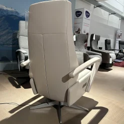 Gealux Relaxsessel|Sessel Best Choice Drenthe Small Bezug Leder Polo 1027 Weiß Creme Gestell X 60 Chrom Gebürstet Elektrisch Verstellbar 2 Motoren