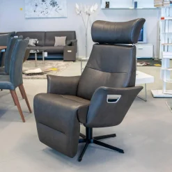 Conform Relaxsessel|Sessel Beyoung Leder Bolzano Schwarz 2545-85 Lava Braun X-Fuß Schwarz Rücken Hoch