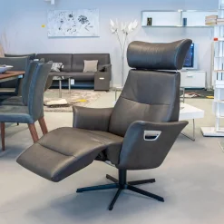 Conform Relaxsessel|Sessel Beyoung Leder Bolzano Schwarz 2545-85 Lava Braun X-Fuß Schwarz Rücken Hoch