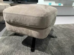 Cierre Relaxsessel|Sessel Boheme Leder Natural Velours Seppia Gestell Schwarz Drehbar mit Hocker