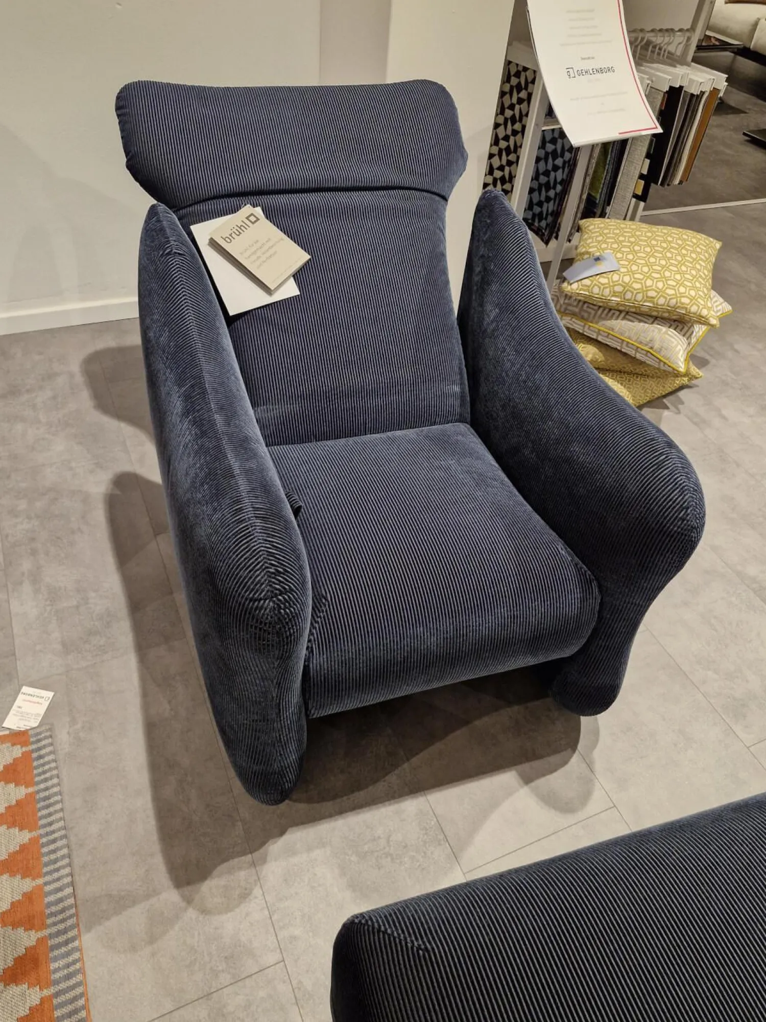 Brühl Relaxsessel|Sessel Bongo Bay Stoff 4490 0069 Blau Neigungsverstellbar Mit Hocker