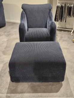 Brühl Relaxsessel|Sessel Bongo Bay Stoff 4490 0069 Blau Neigungsverstellbar Mit Hocker