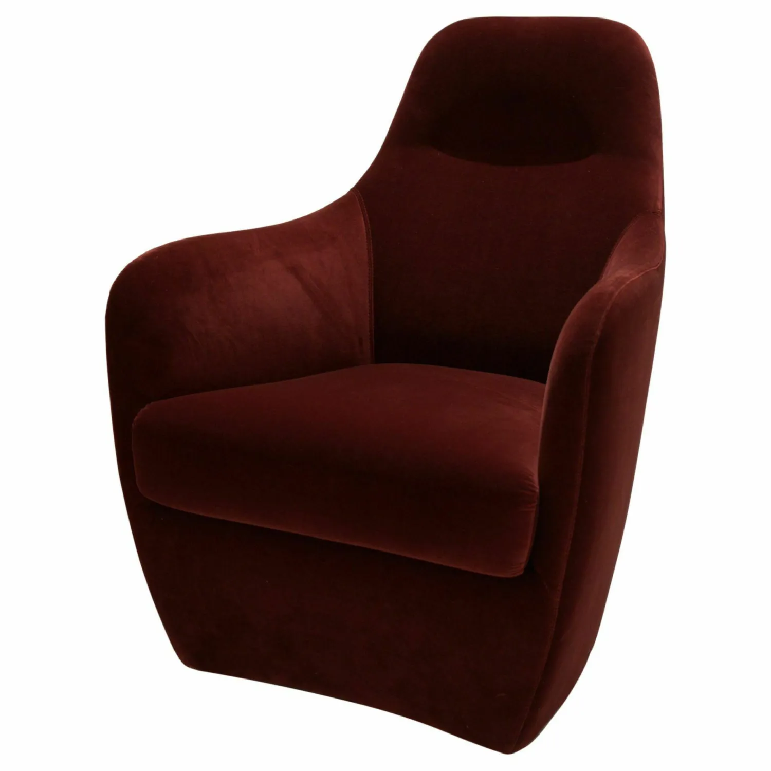 Wittmann Relaxsessel|Sessel Bonnie Stoff Velvet Samt Bordeaux Rot Füße Drehteller