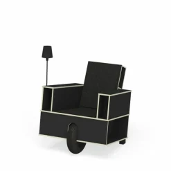 Moormann Fernsehsessel|Relaxsessel|Sessel Bookinist Stoff Filz Schwarz mit Stauraum und Luftrad