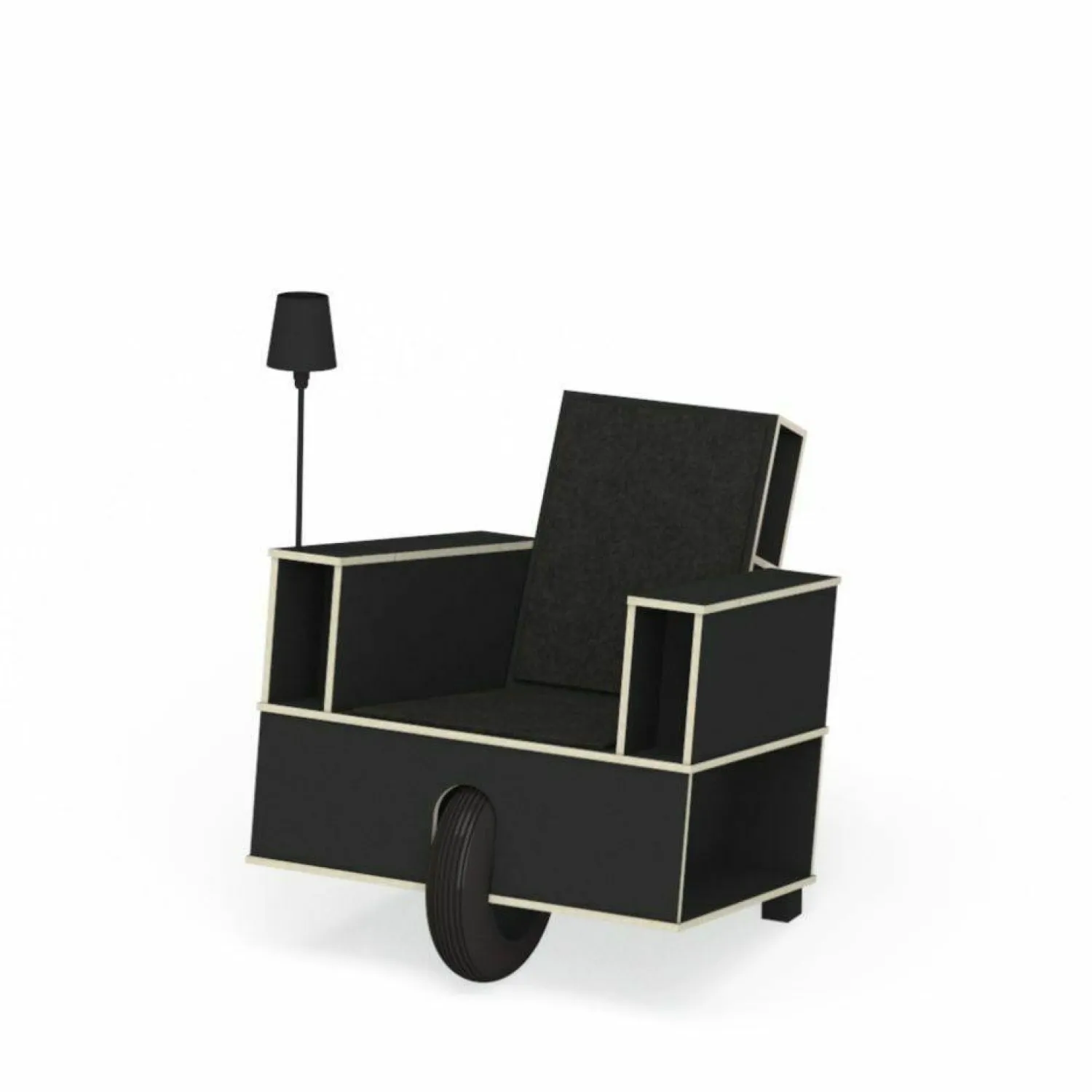 Moormann Fernsehsessel|Relaxsessel|Sessel Bookinist Stoff Filz Schwarz mit Stauraum und Luftrad