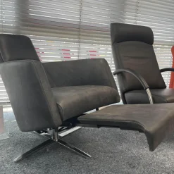 IP Design Relaxsessel|Sessel Boss Bezug Leder Star Graphit Gestell Viersternfuß Verchromt