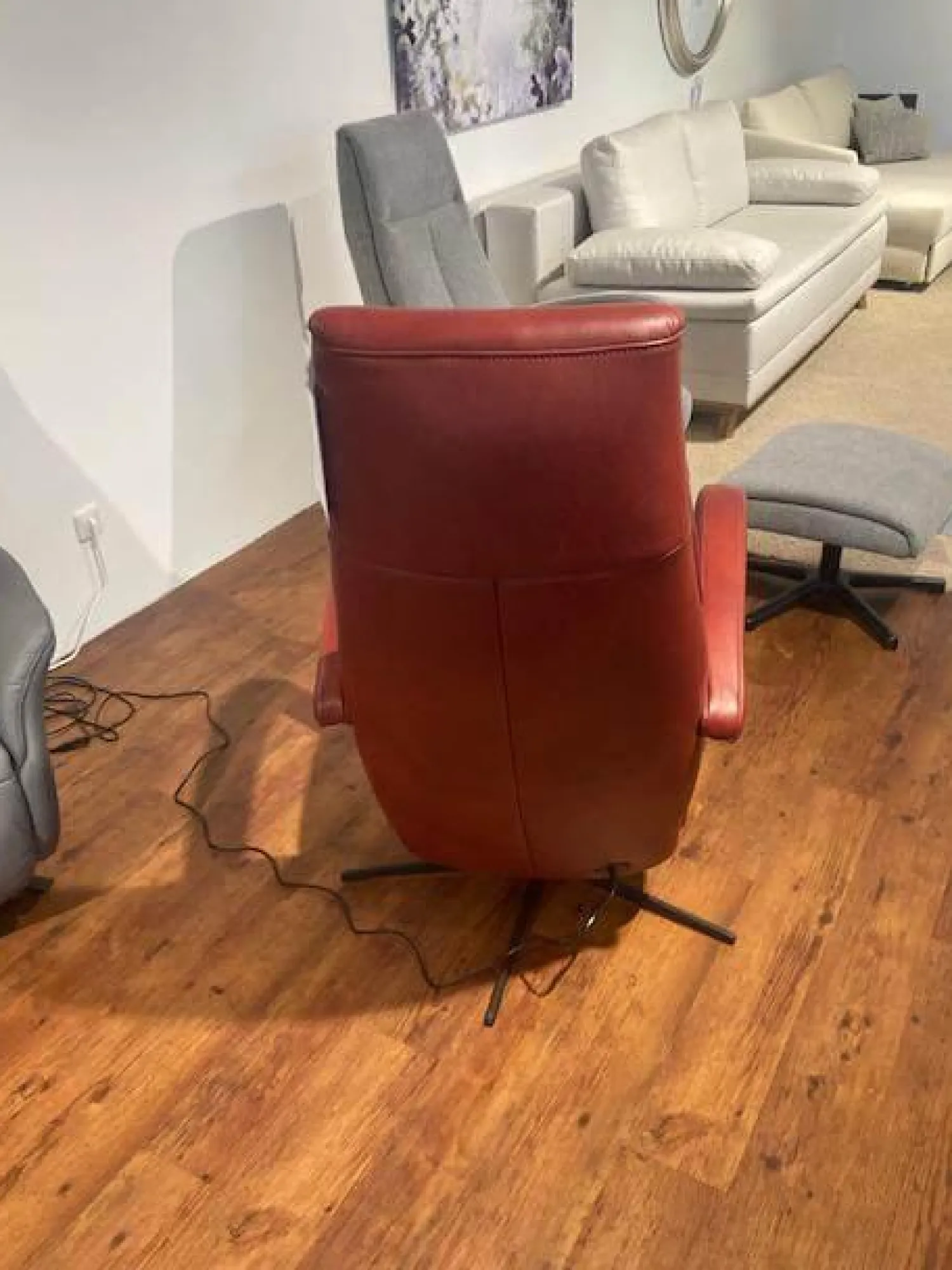 Activineo Relaxsessel|Sessel Boss Leder L30 WL Rouge Rot Gestell Metall Schwarz