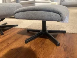 Activineo Relaxsessel|Sessel Boss Stoff 2 Cats 167 Zinc Grau Gestell Metall Schwarz Inklusive Hocker