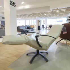 Jori Relaxsessel|Sessel Brainbuilder JR 7760 Mono Move Maxi Bezug Leder Celia Egg Beige 5 Strein Fuß Ellipse Lackiert Schwarz