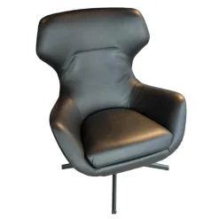 Marelli Loungesessel|Sessel Brera 9BRE104 Bezug Leder Dollaro 7150 Schwarz Drehgestell OPM6 RAL 9017 Schwarz