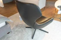 Marelli Loungesessel|Sessel Brera 9BRE104 Bezug Leder Dollaro 7150 Schwarz Drehgestell OPM6 RAL 9017 Schwarz