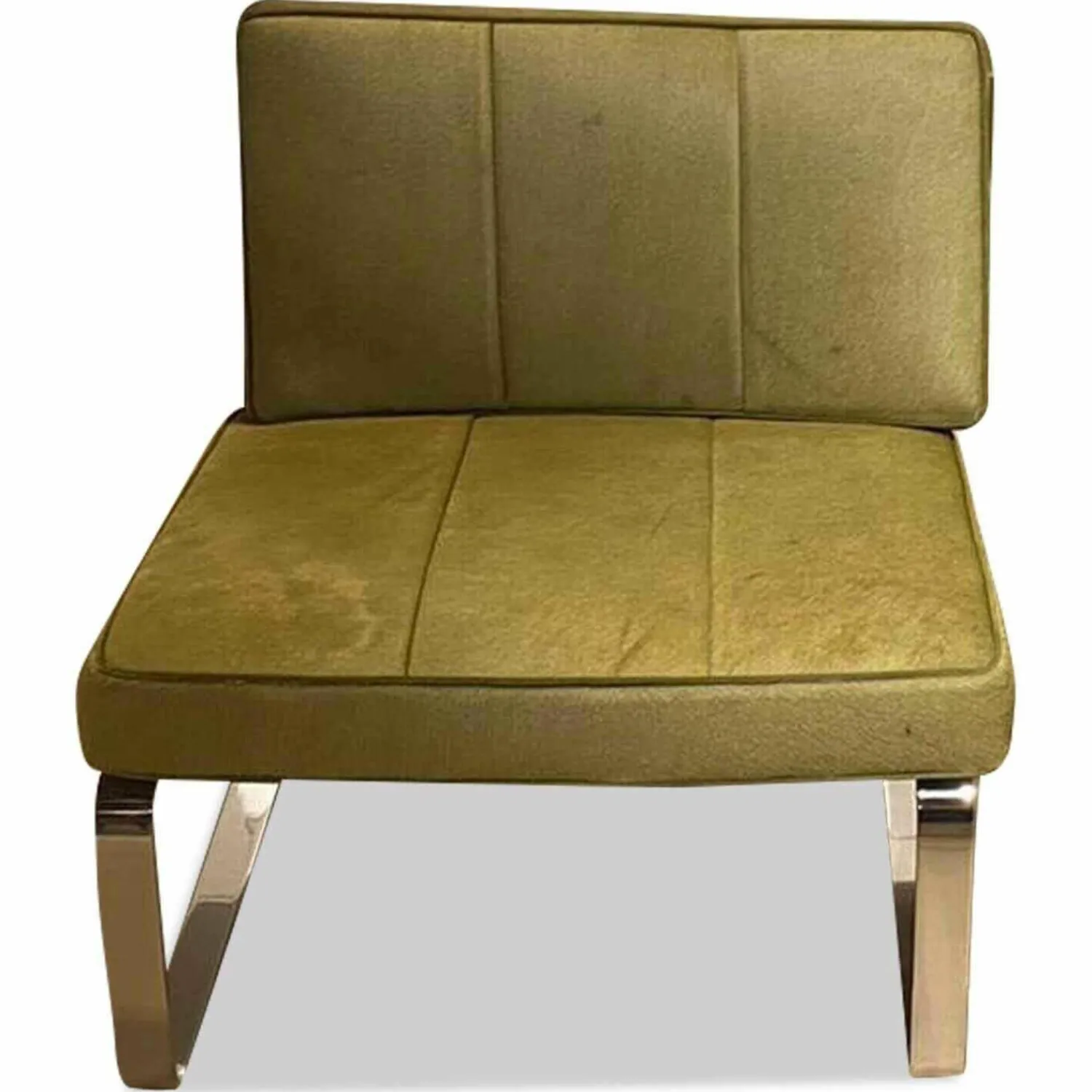 Turri Relaxsessel|Sessel Bridge Stoff Roßhaar Grün Gestell Edelstahl Poliert