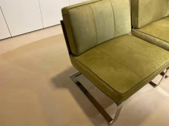 Turri Relaxsessel|Sessel Bridge Stoff Roßhaar Grün Gestell Edelstahl Poliert