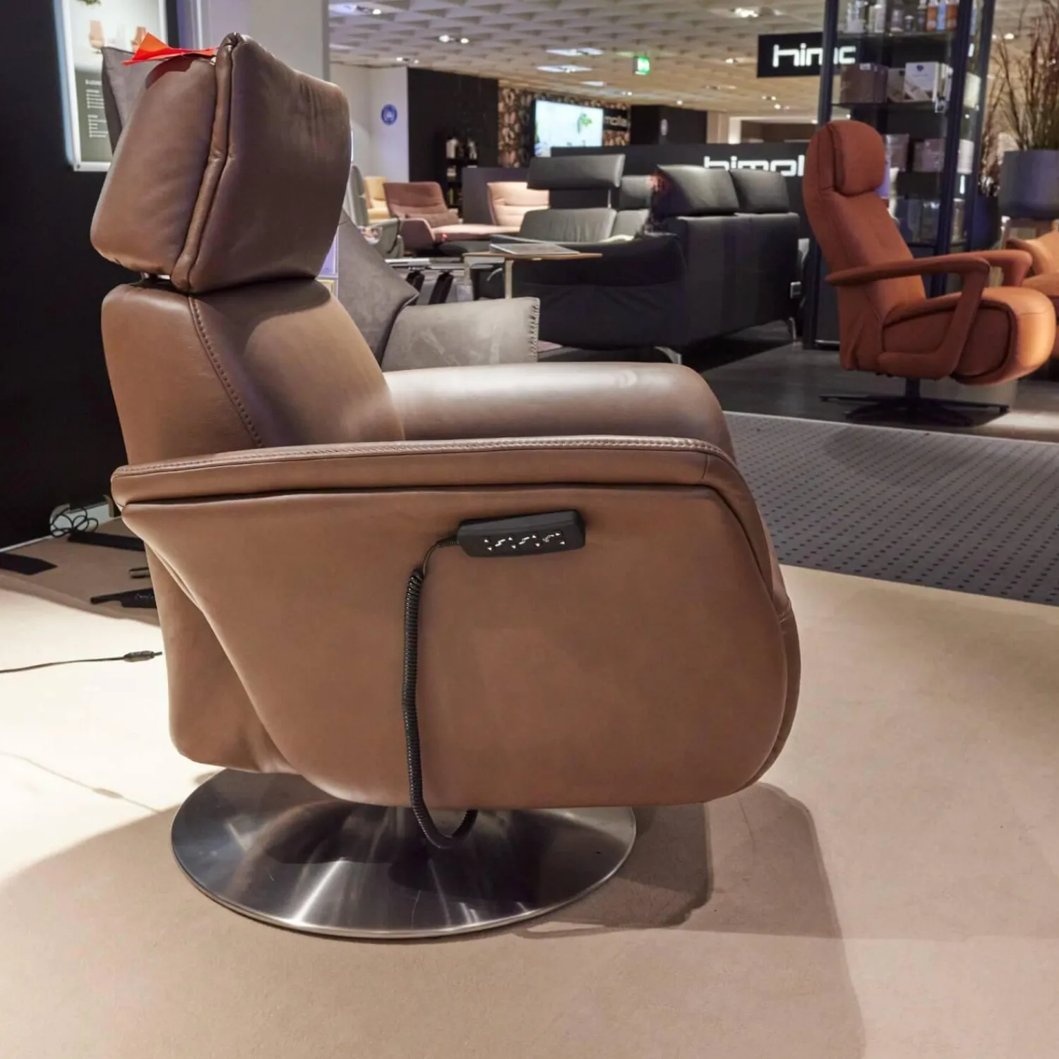 himolla Relaxsessel|Sessel Brookline 7170 Leder Longlife Zigarre Braun Fußteller Edelstahloptik Mit 2 Motorig Verstellungen