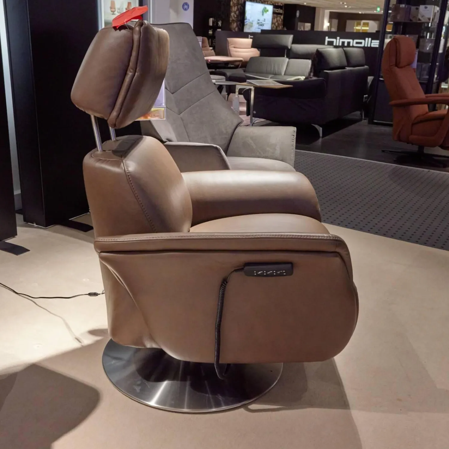 himolla Relaxsessel|Sessel Brookline 7170 Leder Longlife Zigarre Braun Fußteller Edelstahloptik Mit 2 Motorig Verstellungen