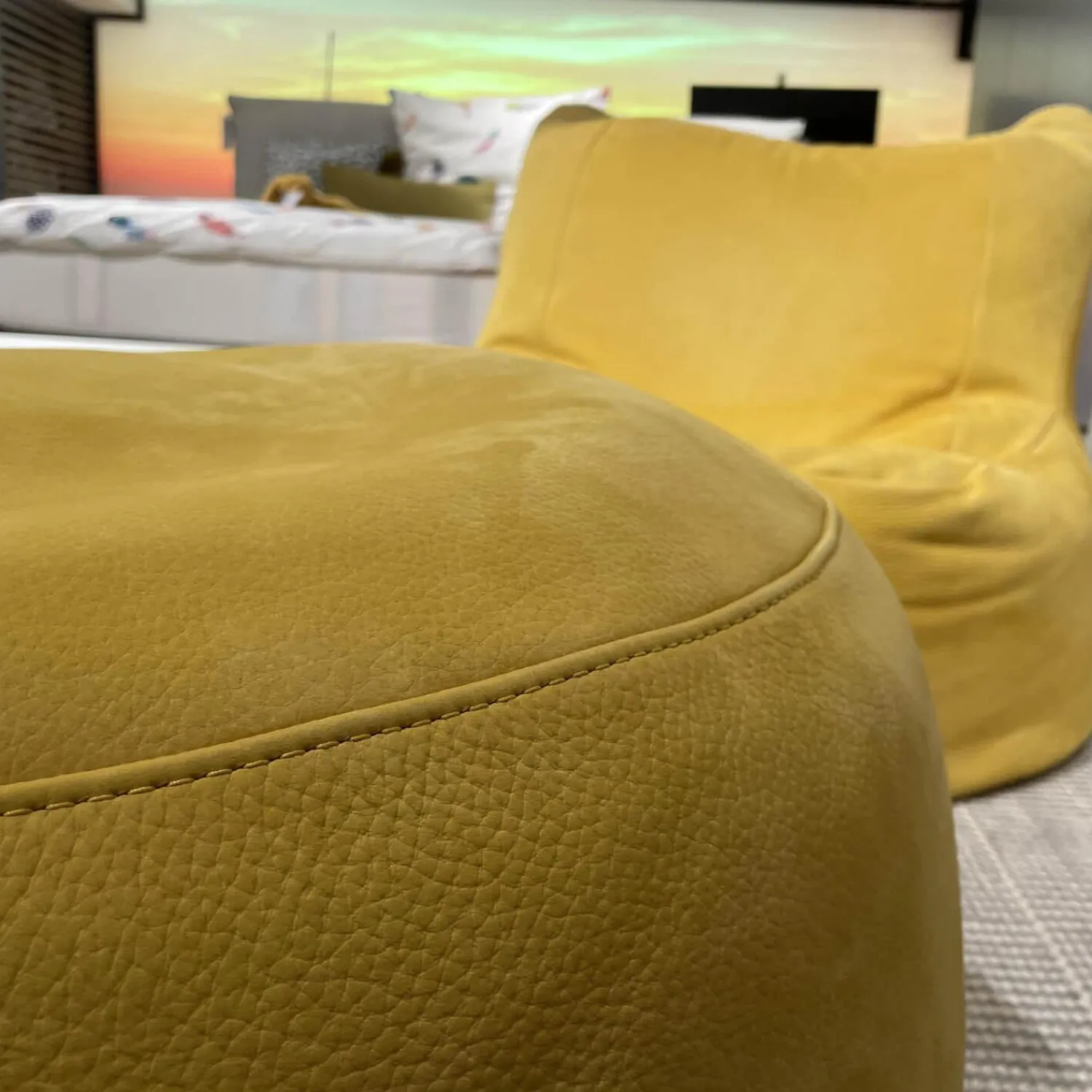 Cierre Relaxsessel|Sessel Bubba Leder 5 Nabuk 80 Giallo Mit Hocker