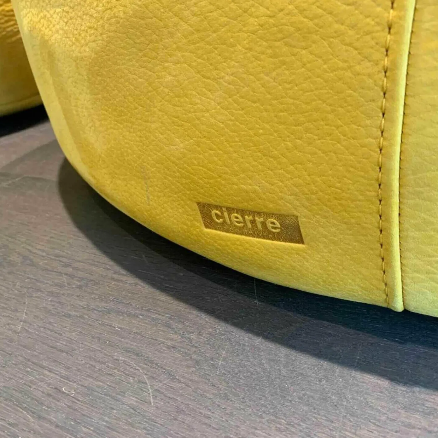 Cierre Relaxsessel|Sessel Bubba Leder Nabuk 80 Giallo Gelb mit Hocker