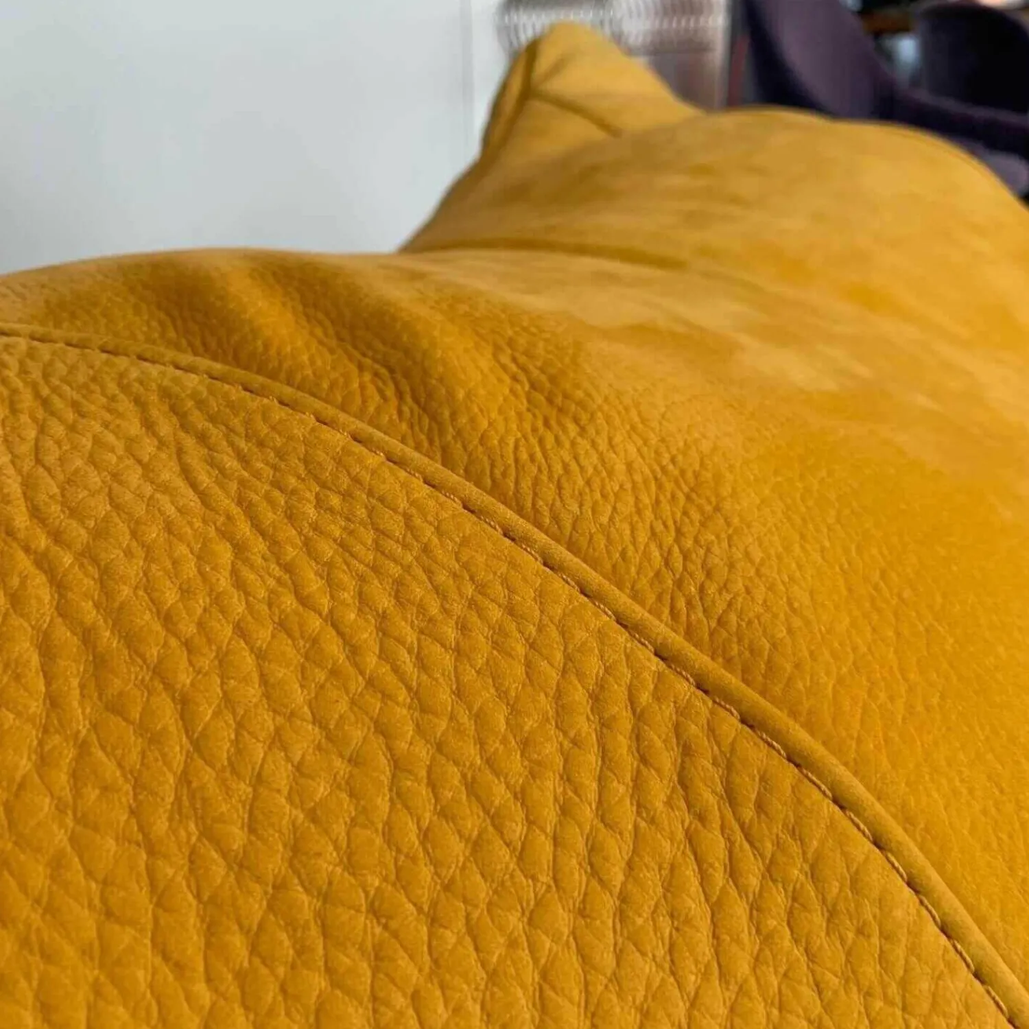 Cierre Relaxsessel|Sessel Bubba Leder Nabuk 80 Giallo Gelb mit Hocker