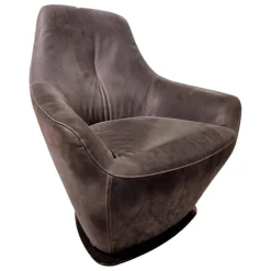 Leolux Loungesessel|Sessel Cantate Bezug Leder Danza 315 Mirage Grau Stahlfuß Epoxy E2200 Nuit Grau Garnfarbe 899 Ocker Braun