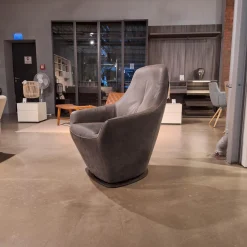 Leolux Loungesessel|Sessel Cantate Bezug Leder Danza 315 Mirage Grau Stahlfuß Epoxy E2200 Nuit Grau Garnfarbe 899 Ocker Braun