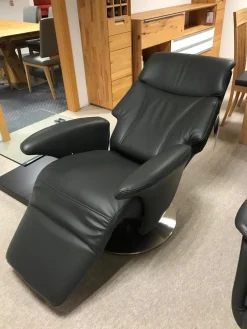 Hukla Relaxsessel|Sessel Canyon+ Large Bezug Leder Credo Farbe Anthrazit Metall Drehteller Mit Kopfpolsterverstellung Und Rückenverstellung