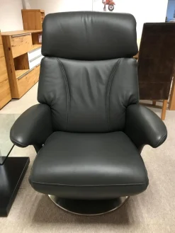 Hukla Relaxsessel|Sessel Canyon+ Large Bezug Leder Credo Farbe Anthrazit Metall Drehteller Mit Kopfpolsterverstellung Und Rückenverstellung