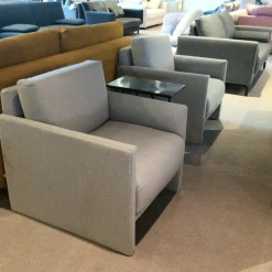 Rolf Benz Loungesessel|Sessel Cara 2020/009 Stoff Steingrau Grau Sitzkomfort Classic Mit Kunststoffgleitern