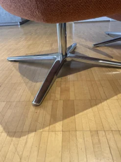 Leolux Relaxsessel|Sessel Caruzzo 662 100 Stoff Monza 27 Rost Braun Rot Gestell Pure Aluminium Poliert Inklusive Hocker