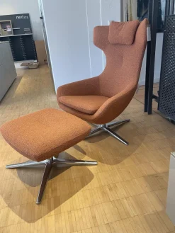 Leolux Relaxsessel|Sessel Caruzzo 662 100 Stoff Monza 27 Rost Braun Rot Gestell Pure Aluminium Poliert Inklusive Hocker