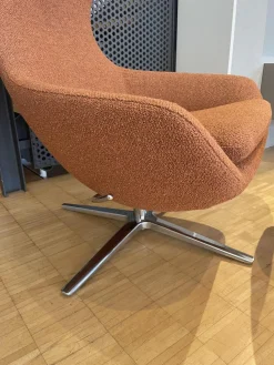 Leolux Relaxsessel|Sessel Caruzzo 662 100 Stoff Monza 27 Rost Braun Rot Gestell Pure Aluminium Poliert Inklusive Hocker