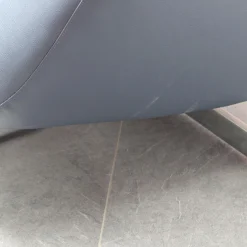 Edra Loungesessel|Sessel Chiara Bezug Leder P 9165 78 Dunkelblau Drehgestell Metall Verchromt