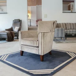 Finkeldei Relaxsessel|Sessel Chris Stoff Romo 8786 Streifenvelours Beige Dunkelbraun