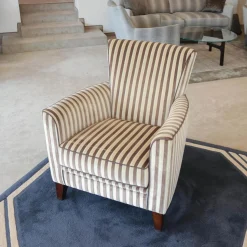 Finkeldei Relaxsessel|Sessel Chris Stoff Romo 8786 Streifenvelours Beige Dunkelbraun