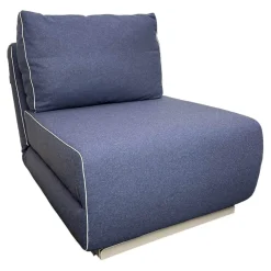 Softline Relaxsessel|Sessel City Schlafsessel Stoff Felt Melange Blau Gestell Aluminiumfarbig Mit Kissen