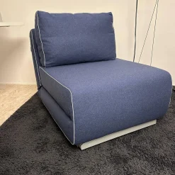 Softline Relaxsessel|Sessel City Schlafsessel Stoff Felt Melange Blau Gestell Aluminiumfarbig Mit Kissen