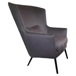 Christine Kröncke Relaxsessel|Sessel CK280.15 Lilou Stoff Casanova 026 Darktaupe Fuß Schwarz Gepulvert