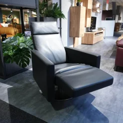 Erpo Relaxsessel|Sessel CL 17215 Leder 190 Basalt 190359 Tellerfuß Edelstahl Doppelsteppnaht