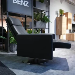 Erpo Relaxsessel|Sessel CL 17215 Leder 190 Basalt 190359 Tellerfuß Edelstahl Doppelsteppnaht