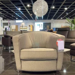 Erpo Relaxsessel|Sessel CL 190 Stoff Rye 2025.58 Beige Holzfüße Wenge