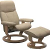 Stressless Relaxsessel|Sessel Consul S Stoff Jasmine 43 Almond Beige Gestell Classic 04 Eiche Inklusive Hocker