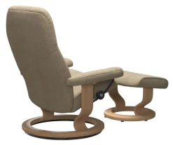 Stressless Relaxsessel|Sessel Consul S Stoff Jasmine 43 Almond Beige Gestell Classic 04 Eiche Inklusive Hocker
