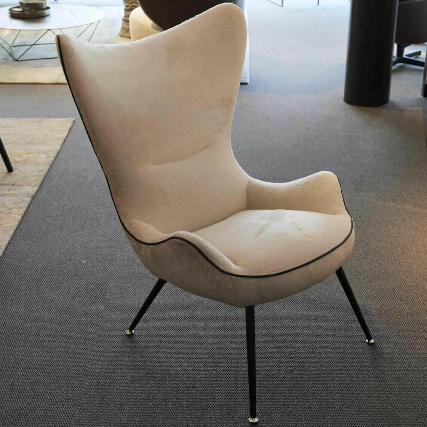 Wittmann Relaxsessel|Sessel Contessa Bezug Stoff Yukon Snow Füße Black Grey Pulverbeschichtet